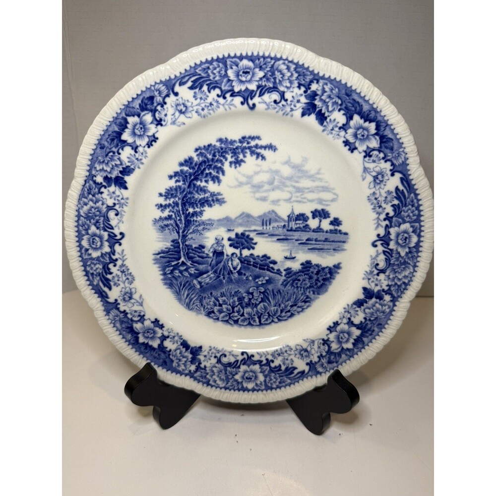 Antique Silverdale Hanley Blue & White Dinner Plate 10 In England